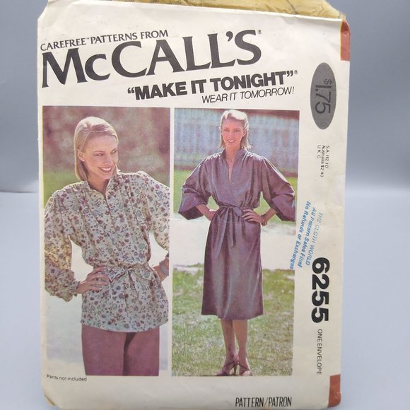 Vintage Sewing PATTERN McCalls 6255, Womens 1978 Loose Pullover Dress or Top, Pl - Picture 1 of 2